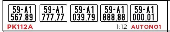  Phụ kiện 5 biển số xe mô hình tỉ lệ 1:12 ép plastic Autono1 HCM PK112 
