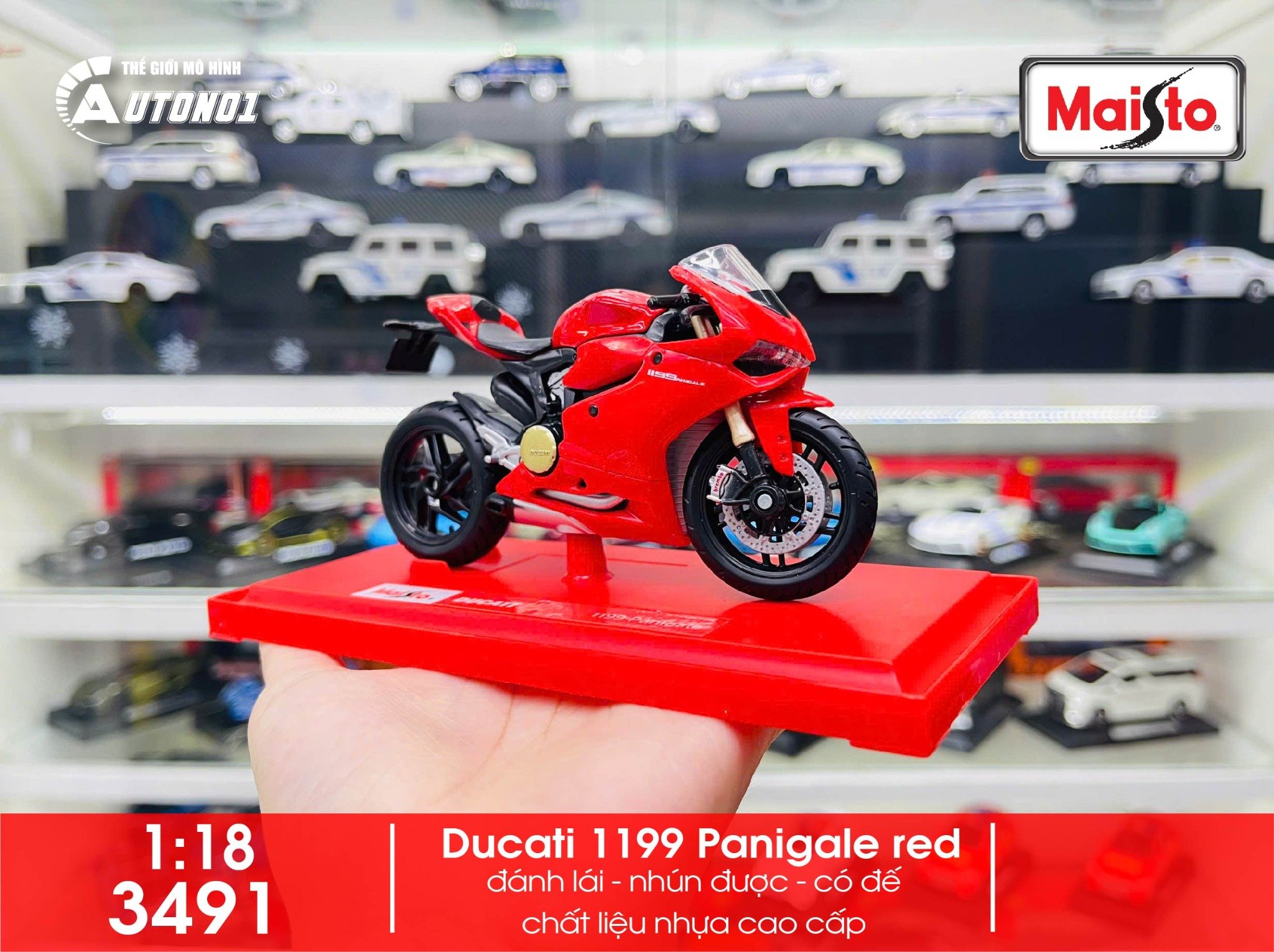  Mô hình xe Ducati 1199 panigale red 1:18 Maisto 3491 