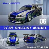  Mô hình xe Nissan Skyline R34, GT-R 5th generation BNR34 tỉ lệ 1:64 Fast Speed OT64242 