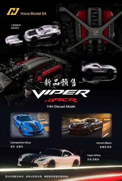  Mô hình xe Dodge Viper Mk3 ACR (VX I) Diecast Model tỉ lệ 1:64 Hone Model OT64431 