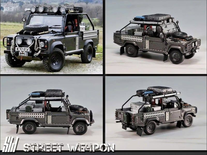  Mô hình xe Land Rover Defender 110 Tomb Raider Silver tỉ lệ 1:64 Street Weapon SWLRD110S 