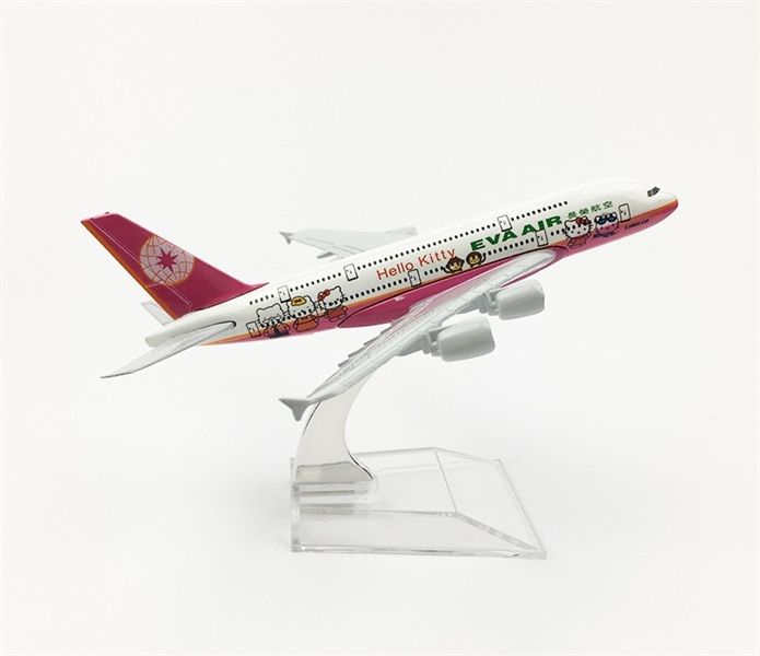  Mô hình máy bay Eva Air Hello Kitty Pink Airbus A380 16cm MB16109 