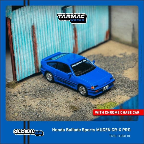  Mô hình xe HONDA Ballade Sports MUGEN CR-X PRO, Blue with box tỉ lệ 1:64 Tarmac Works T64G-TL058-BL 