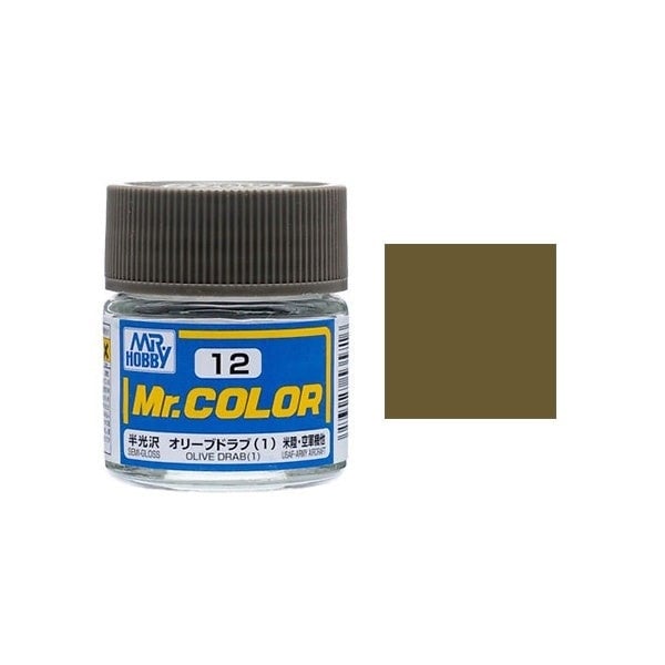  Lacquer C12 Olive Drab sơn mô hình màu xám ô liu 10ml Mr.Hobby C12 