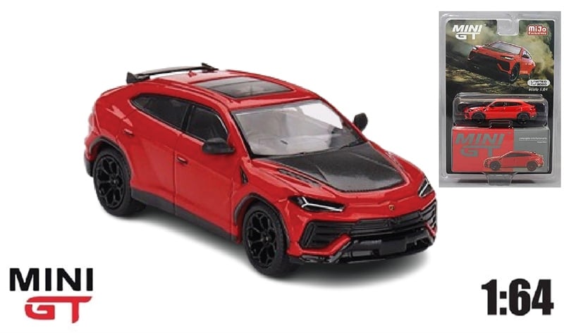  Mô hình xe Lamborghini Urus Perfomante Rosso Mars bản card tỉ lệ 1:64 MiniGT MGT00657 