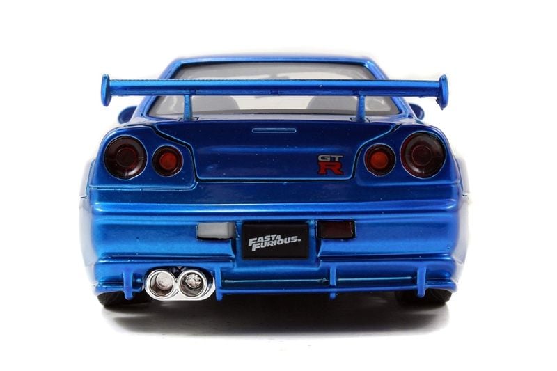  Mô hình xe Brian's 2002 Nissan Skyline GT-R R34 Blue Fast & Furious full open tỉ lệ 1:24 Jada toys 