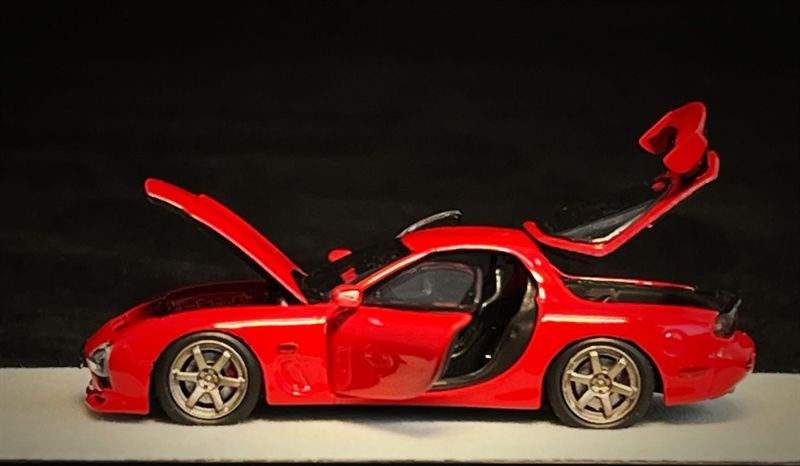  Mô hình xe Mazda RX7 red color full open tỉ lệ 1:64 PGM PGM-640804 
