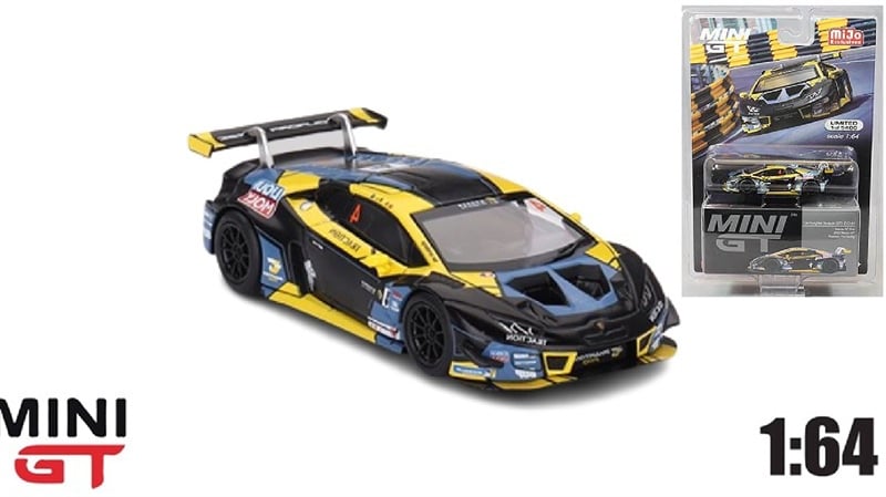  Mô hình xe ô tô Lamborghini Huracán GT3 EVO #4 bản card 2022 Macau GP Macau GT Cup 3rd Place tỉ lệ 1:64 MiniGT MGT00645 