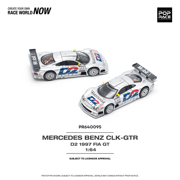  Mô hình xe Mercedes-Benz AMG CLK GTR 1997 FIA GT D2 Privat tỉ lệ 1:64 Poprace PR640095 