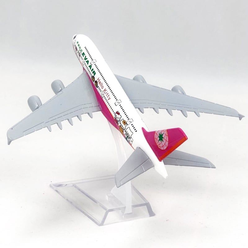 Mô hình máy bay Eva Air Hello Kitty Pink Airbus A380 16cm MB16109