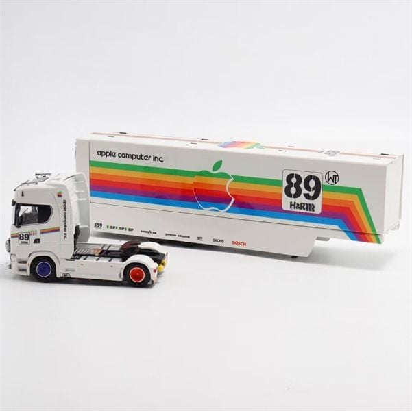  Mô hình xe tải đầu kéo thùng container Scania S730 v8 Apple 89# white pain mở được thùng limited 450pcs tỉ lệ 1:64 Kengfai & MAXWELL (MW) OT64396 