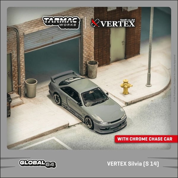  Mô hình xe VERTEX Silvia (S14), Grey tỉ lệ 1:64 Tarmac Works T64G-018-GY 