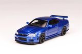  Mô hình xe Nissan NISMO R34 GT-R Z-tune Bayside Blue tỉ lệ 1:64 Motorhelix M63416 