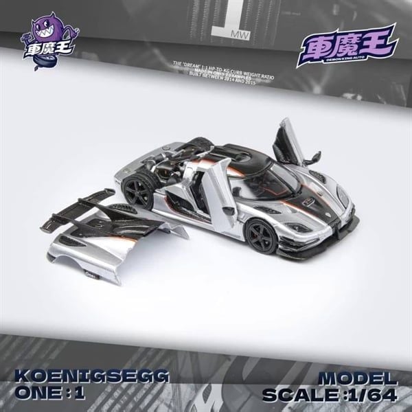  Mô hình xe Koenigsegg One:1 Openable Doors and Magnetic Engine Hood tỉ lệ 1:64 Demon King OT64464 