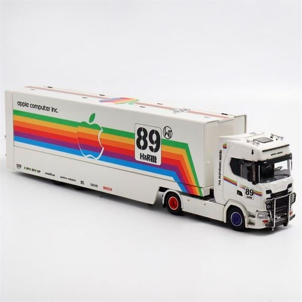  Mô hình xe tải đầu kéo thùng container Scania S730 v8 Apple 89# white pain mở được thùng limited 450pcs tỉ lệ 1:64 Kengfai & MAXWELL (MW) OT64396 