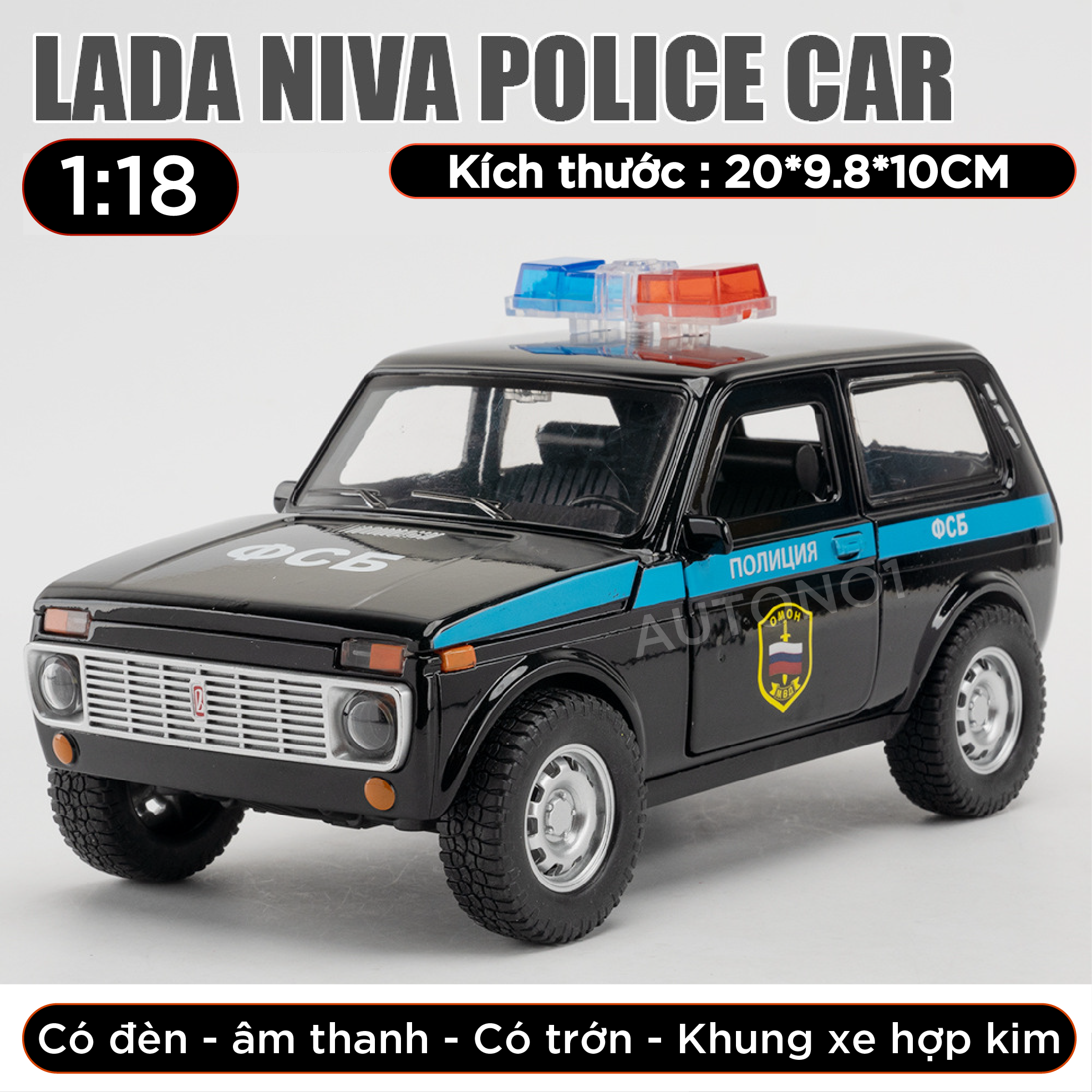  Mô hình xe Lada Niva full open , có đèn và âm thanh tỉ lệ 1:18 Alloy Model OT396 