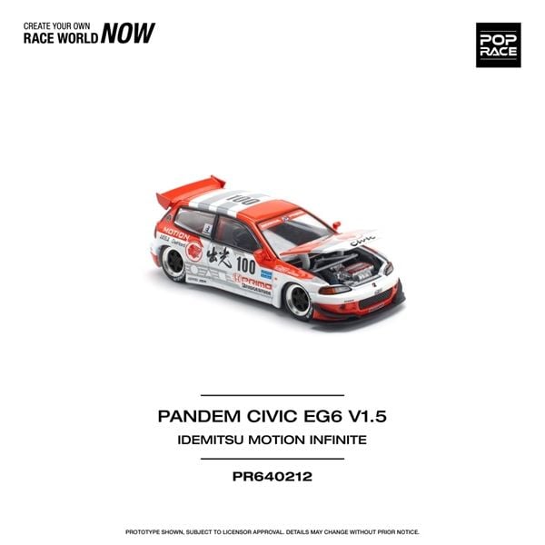 Mô hình xe PANDEM CIVIC EG6 v1.5 IDEMITSU MOTION INFINITE tỉ lệ 1:64 Poprace PR640212 