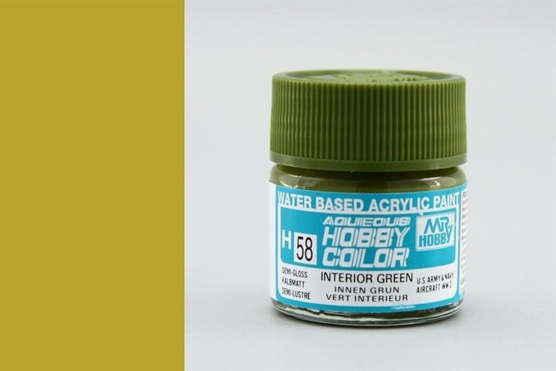  Acrylic H58 Interior Green sơn mô hình màu vàng xanh lá đậm10ml Mr.Hobby H58 