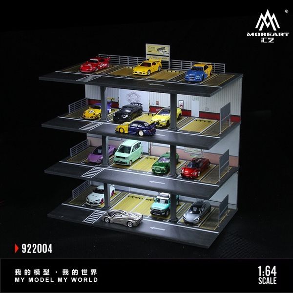  Hộp trưng bày mica mô phỏng bãi đỗ xe 3 tầng có đèn American kích thước 30x15x28.5cm tỉ lệ 1:64 MoreArt MO922004 