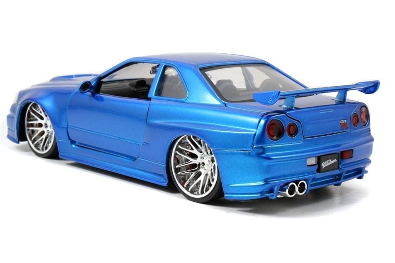  Mô hình xe Brian's 2002 Nissan Skyline GT-R R34 Blue Fast & Furious full open tỉ lệ 1:24 Jada toys 