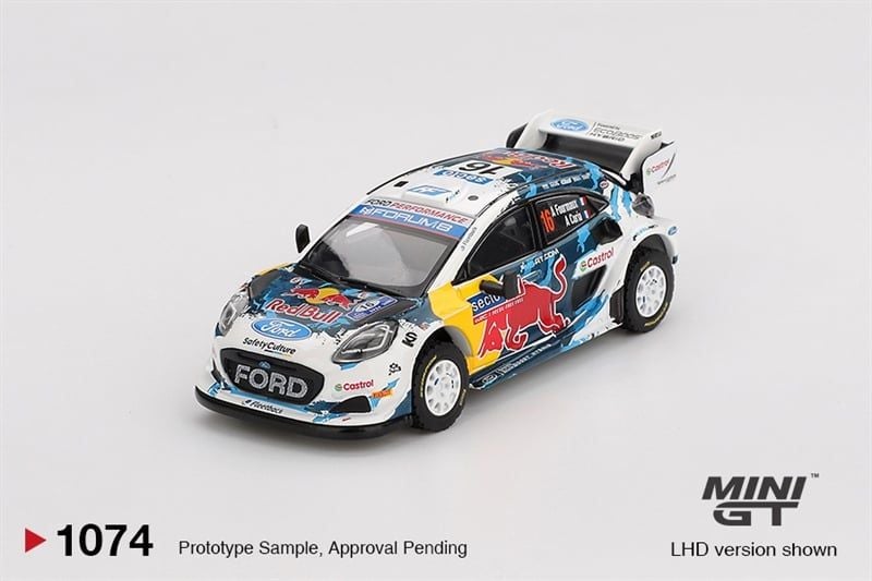  Mô hình xe Ford Puma Rally1 #16 M-Sport Ford WRT 2024 Rally Finland 3rd Place bản card tỉ lệ 1:64 MiniGT MGT01074 CÓ CHASE 