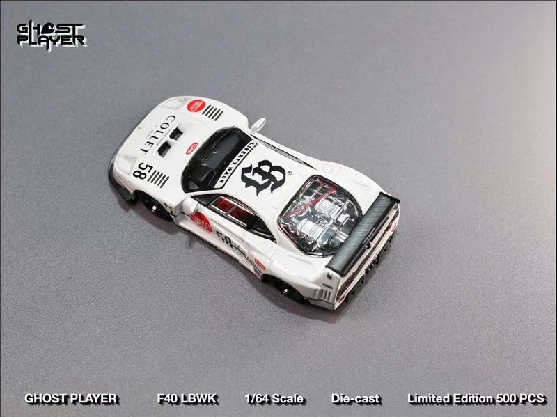 Mô hình xe LBWK F40, white 58-number paint, limited to 500 units tỉ lệ 1:64 SwXGHOST PLAYER OT64430 