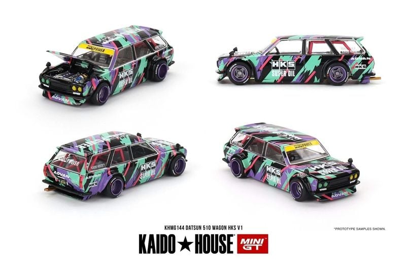  Mô hình xe DATSUN 510 WAGON HKS V1 tỉ lệ 1:64 Kaido House KHMG144 