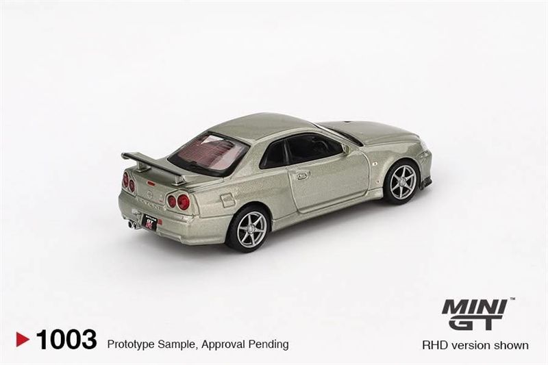  Mô hình xe Nissan Skyline GT-R (R34) V-Spec II Nür Millenium Jade card tỉ lệ 1:64 MiniGT MGT01003 