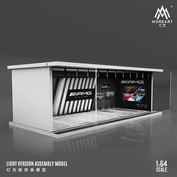  Hộp trưng bày mica mô phỏng bãi đỗ xe MERCEDES-BENZ kích thước 30x13.3x10cm tỉ lệ 1:64 MoreArt MO914029 
