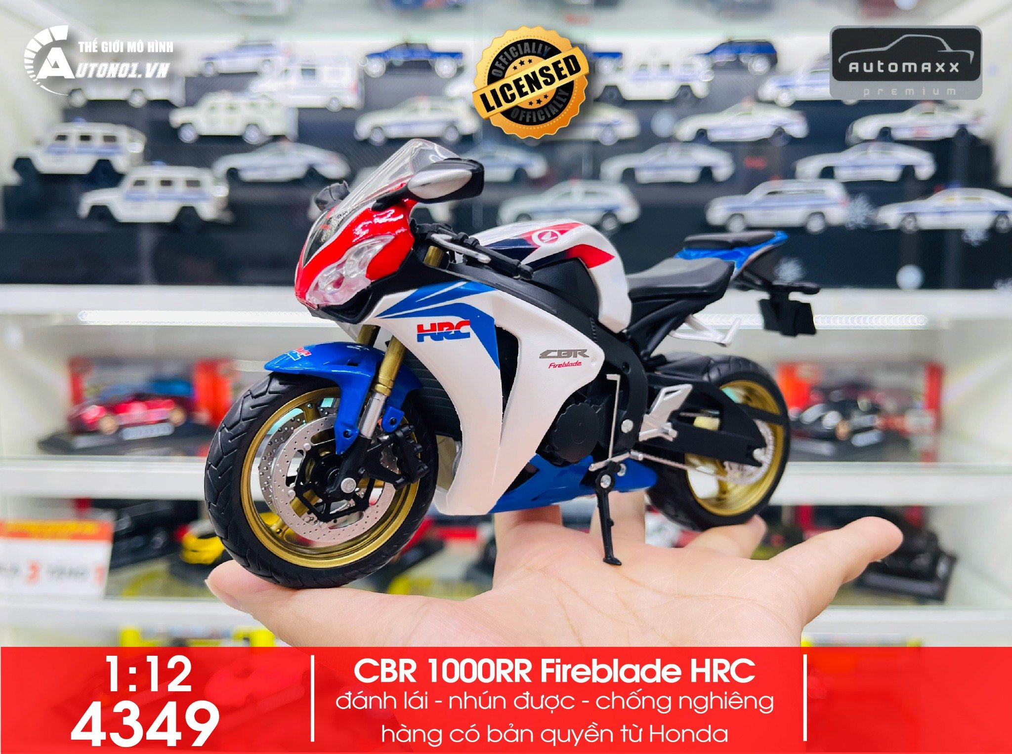  Mô hình xe Honda Cbr 1000RR fireblade HRC 1:12 Joycity/Automaxx 4349 HOT 
