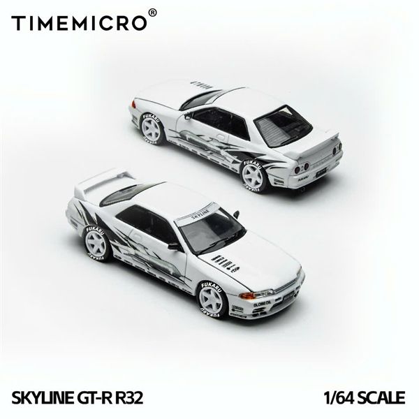 Mô hình xe Nissan Skyline GT-R R32 Los Santos Drift - White tỉ lệ 1:64 Time Micro TM644142 