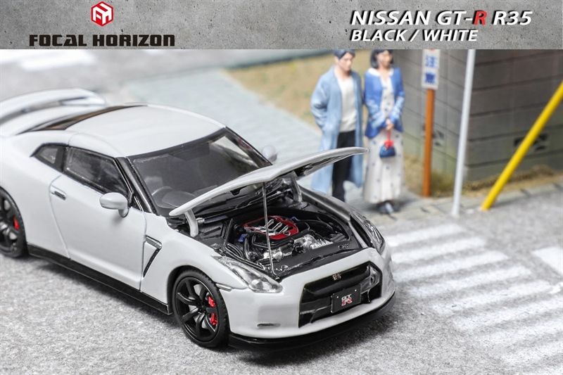  Mô hình xe Nissan Skyline GTR R35 classic white limited edition tỉ lệ 1:64 Focal Horizon FH64017 