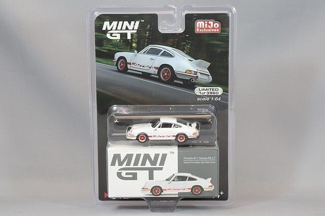  Mô hình xe Porsche 911 Carrera RS 2.7 Grand Alloy White bản card tỉ lệ 1:64 MiniGT x Mijio 