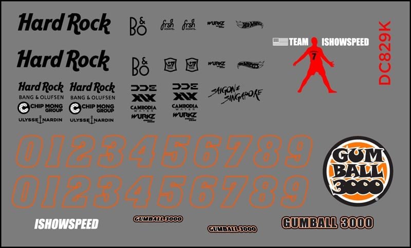  Decal UV Gumball 3000 cho mô hình ô tô tỉ lệ 1:32 dán tất cả nền màu Autono1 DC829 