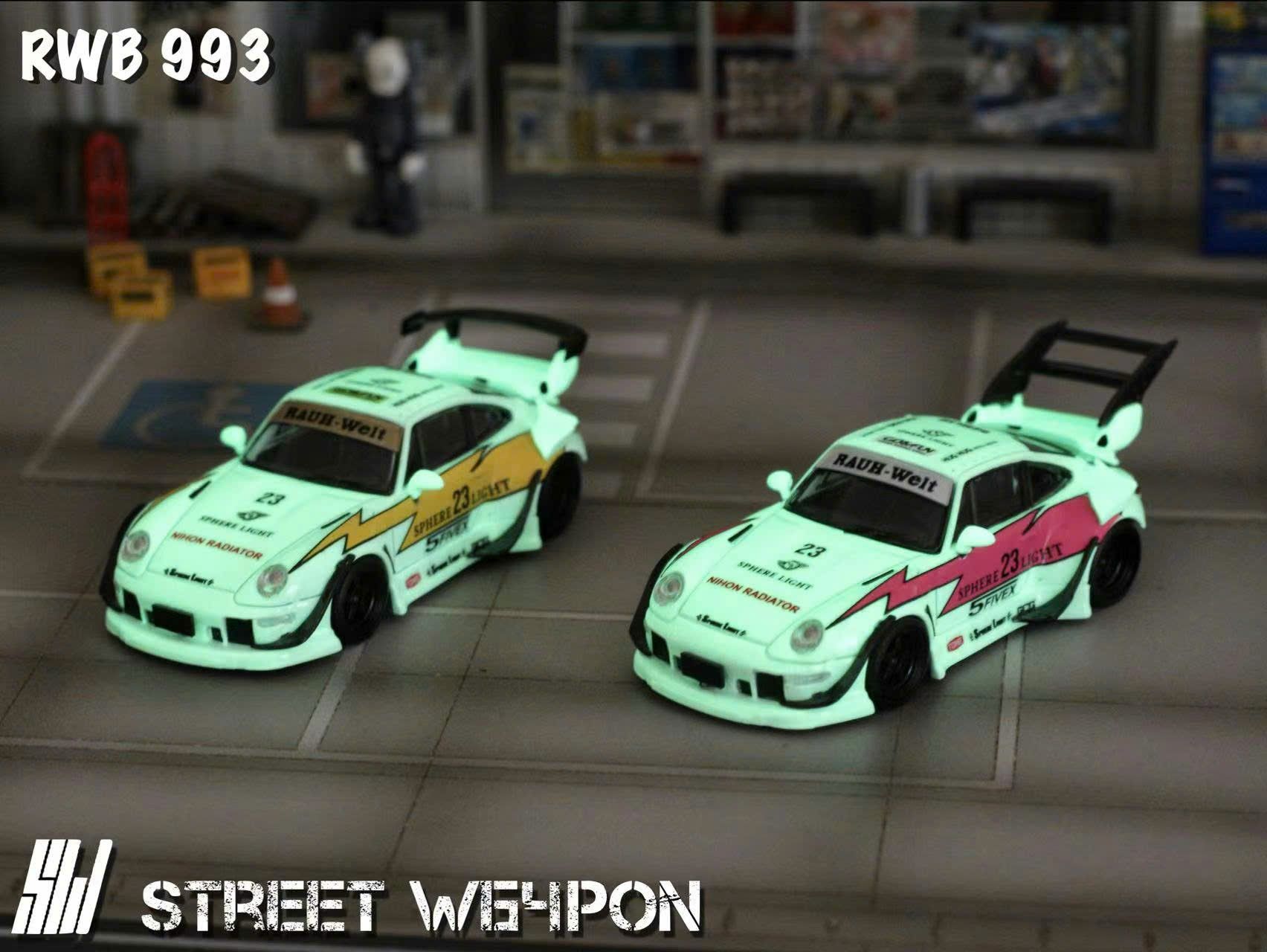  Mô hình xe Diecast Porsche RWB 993 Four Colors With Carbon Wing 1:64 Street Weapon OT64119 