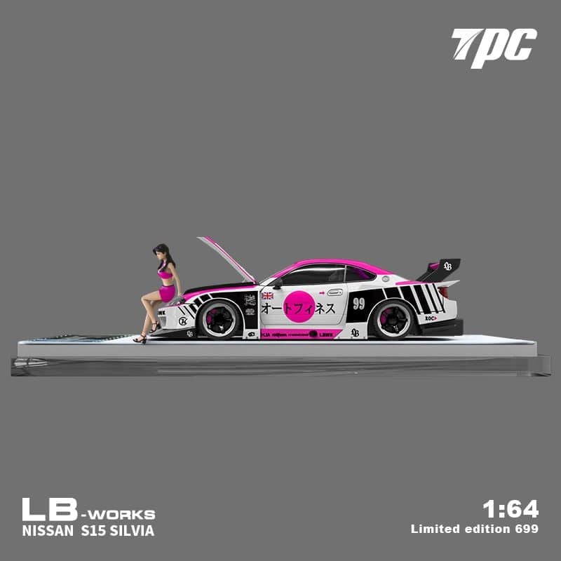  Mô hình xe Nissan S15 #781 Nissan LB-Super Silhouette S15 SILVIA Auto Finesse SEMA 2023 pink tỉ lệ 1:64 TPC model TPC646009 