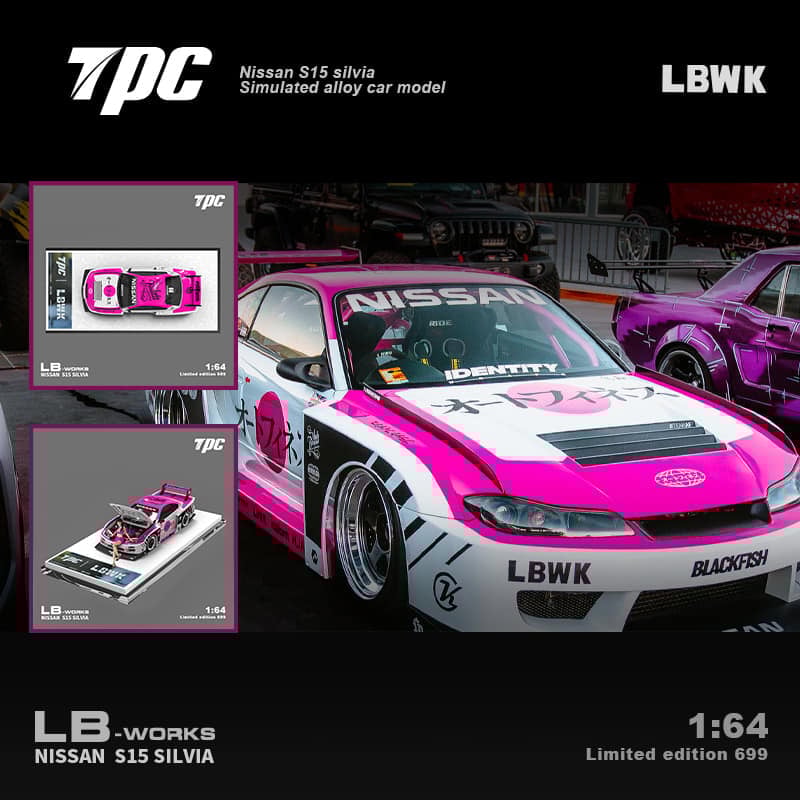  Mô hình xe Nissan S15 #781 Nissan LB-Super Silhouette S15 SILVIA Auto Finesse SEMA 2023 pink tỉ lệ 1:64 TPC model TPC646009 