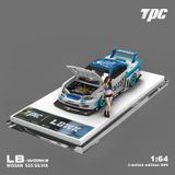  Mô hình xe Nissan S15 Auto Finesse Right Handle Liberty Walk LBWK blue tỉ lệ 1:64 TPC model TPC646010 