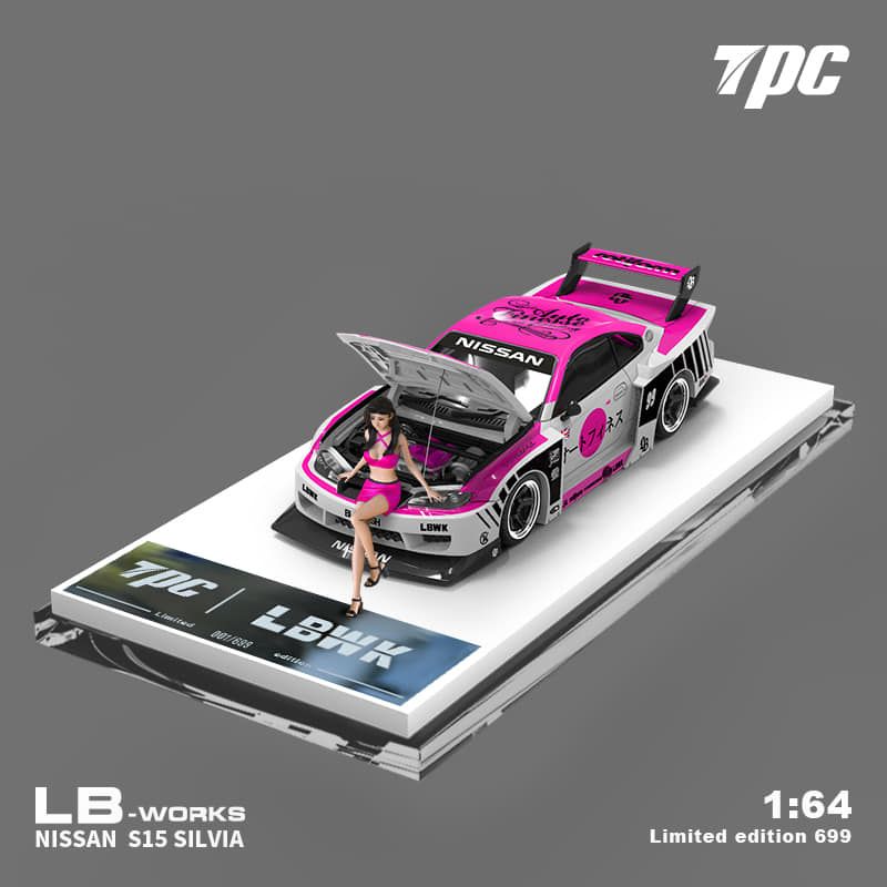  Mô hình xe Nissan S15 #781 Nissan LB-Super Silhouette S15 SILVIA Auto Finesse SEMA 2023 pink tỉ lệ 1:64 TPC model TPC646009 