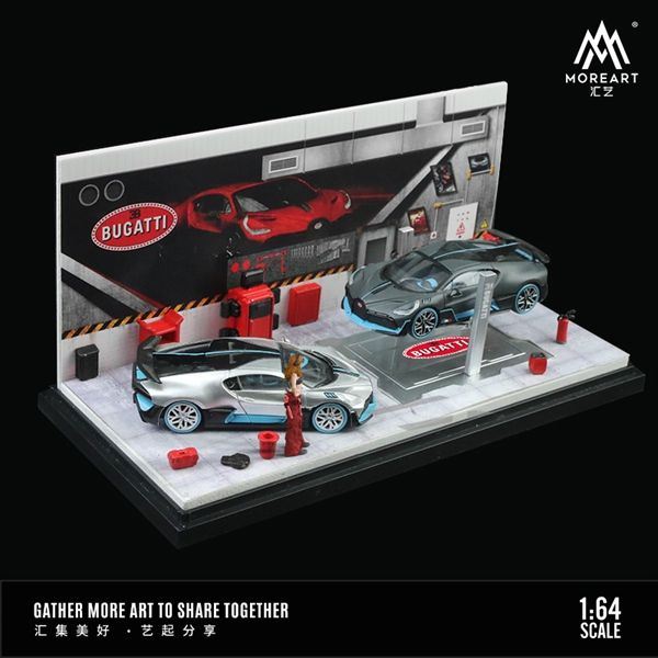  Hộp trưng bày mica xưởng sửa chữa ô tô có bàn nâng , có fig, phụ kiện Bugatti tỉ lệ 1:64 MO901207 