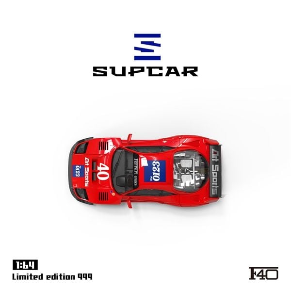  Mô hình xe Ferrari F40 Art Sport racing Red #40 limited edition 999pcs tỉ lệ 1:64 Supcar SC64023 
