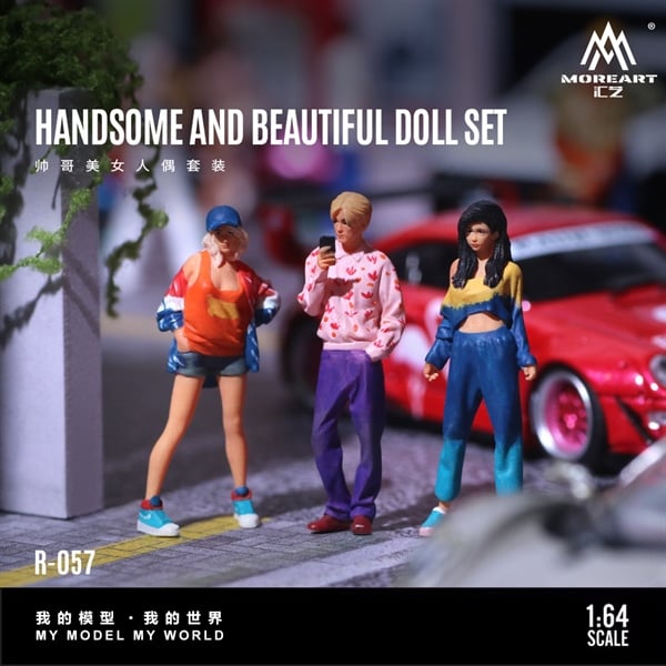  Set mô hình nhân vật 3 người 2 nữ - 1 nam đẹp trai handsome and beauty doll tỉ lệ 1:64 MoreArt MO223057 