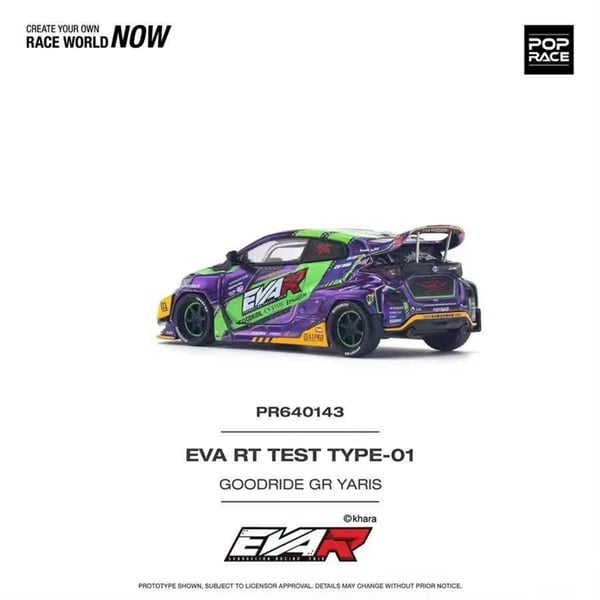  Mô hình xe Toyota Yaris GR Purple chrome EVA Livery tỉ lệ 1:64 Poprace PR640143 