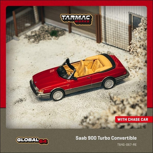  Mô hình xe Saab 900 Turbo Convertible, Red with box tỉ lệ 1:64 Tarmac Works T64G-067-RE 