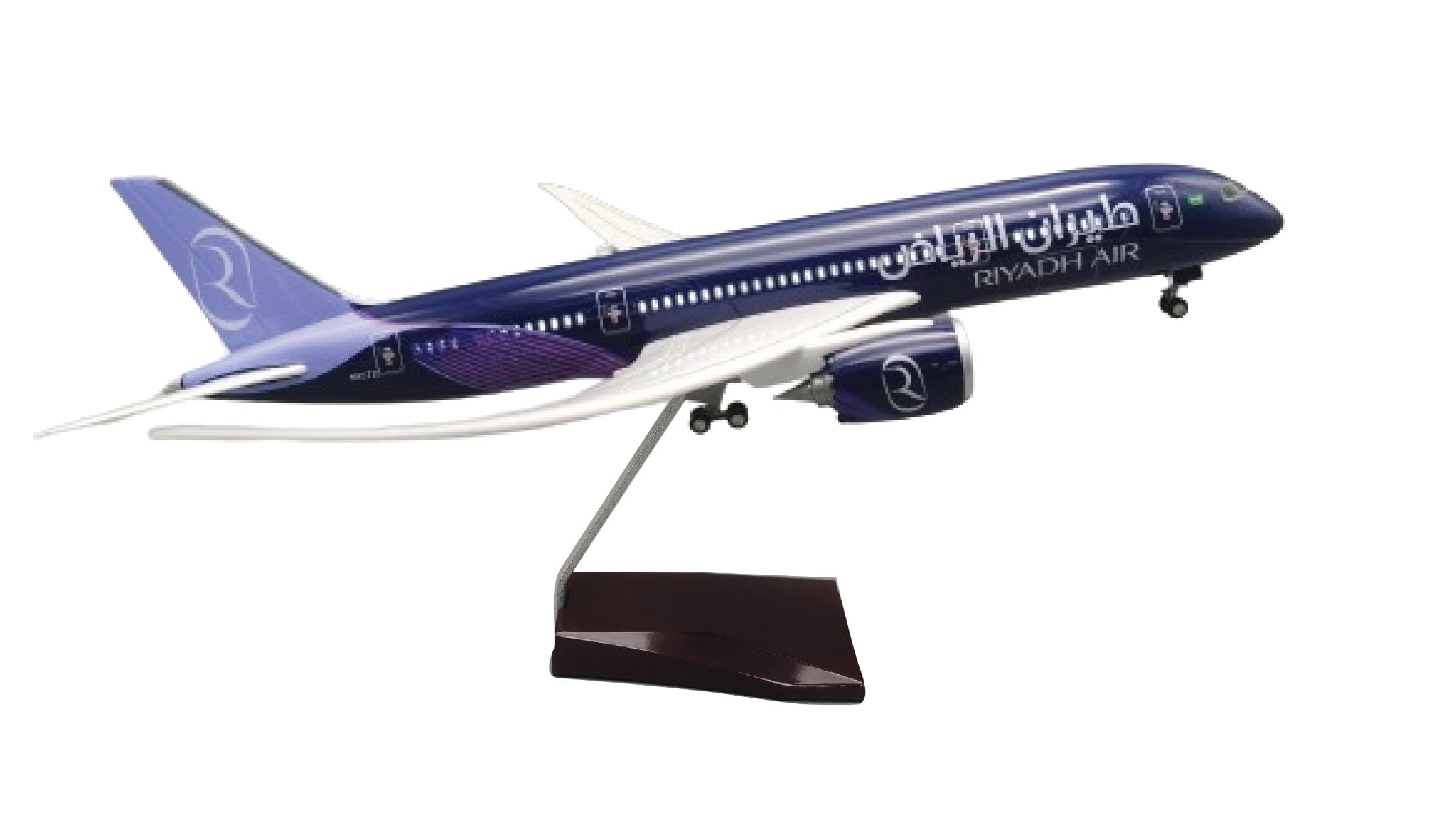  Mô hình máy bay Riyadh Air Airlines Boeing B787 47cm 1:130 có đèn led tự động theo tiếng vỗ tay hoặc chạm MB47075 