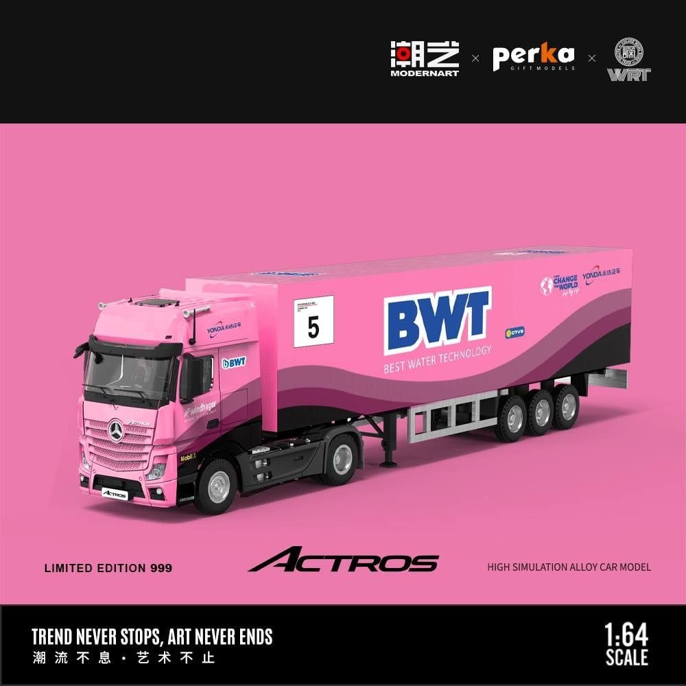  Mô hình xe Mercedes Benz Actros Container Truck YONDA BWT tỉ lệ 1:64 MoreArt & YONDA MD646729 