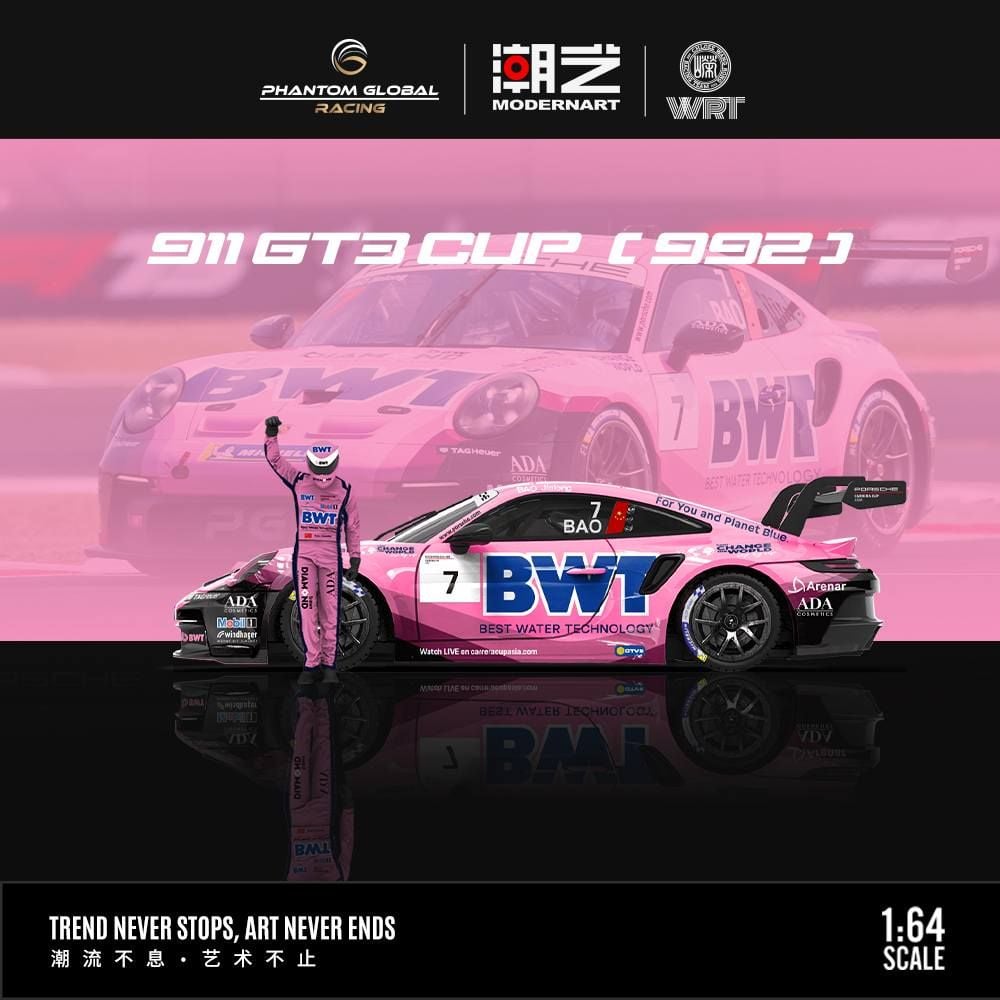  Mô hình xe Porsche 911 GT3 CUP(992) BWT Racing #7 Bao Jinglong tỉ lệ 1:64 MoreArt & YONDA MD647306 