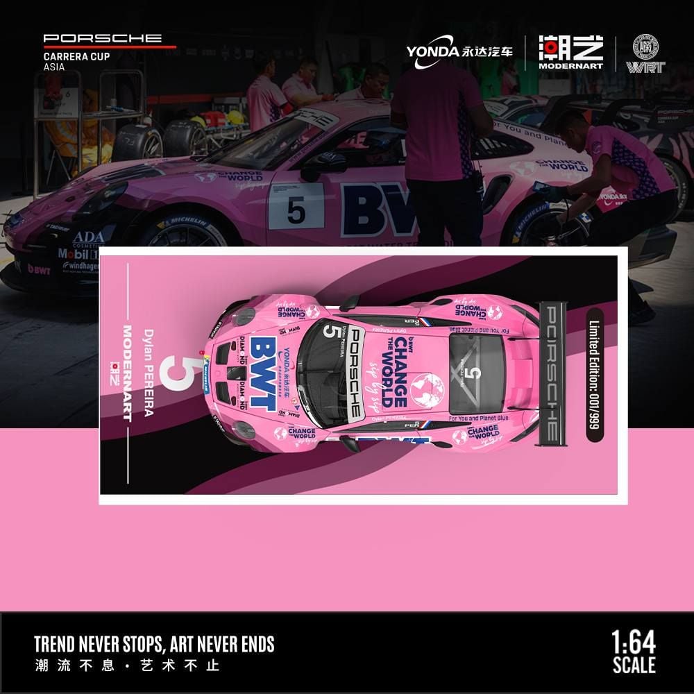 Mô hình xe Porsche 911 GT3 CUP(992) BWT Racing #5 tỉ lệ 1:64 MoreArt & YONDA MD647305 