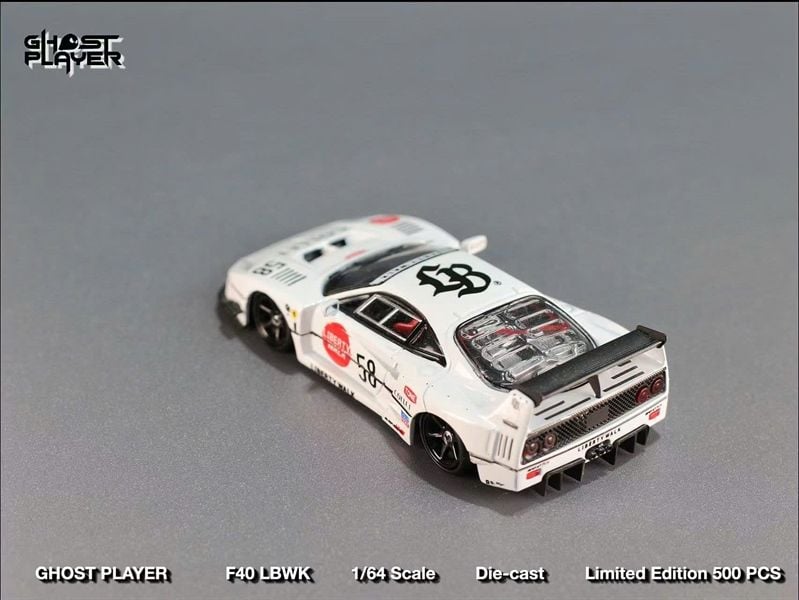  Mô hình xe LBWK F40, white 58-number paint, limited to 500 units tỉ lệ 1:64 SwXGHOST PLAYER OT64430 