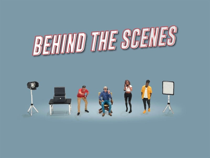  Set mô hình 4 nhân vật + 6 phụ kiện đi kèm Behind the Scenes tỉ lệ 1:64 American Diorama - Mijo AD-2426MJ 